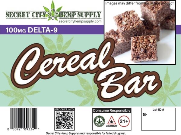 The chocolate cereal bar contains chewy puffed rice grains embedded in chocolate.