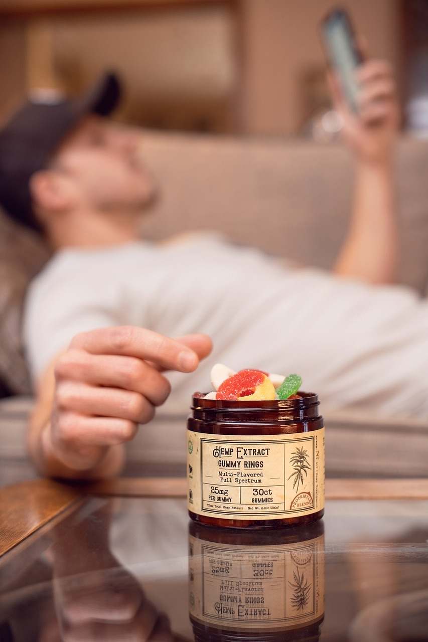 A jar of multi-flavored hemp gummies